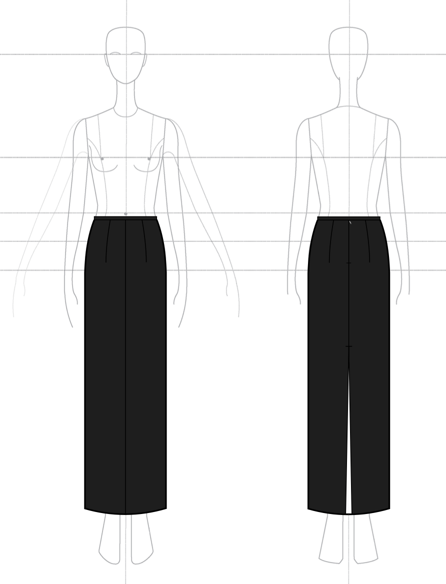 Slit Column Skirt in Double Face Cashmere Wool