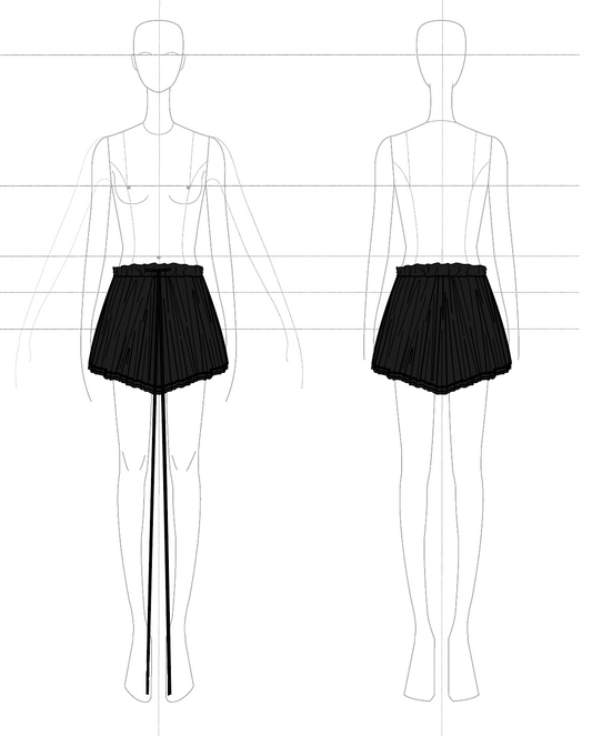Gathered Skirt in Silk Cotton Chiffon