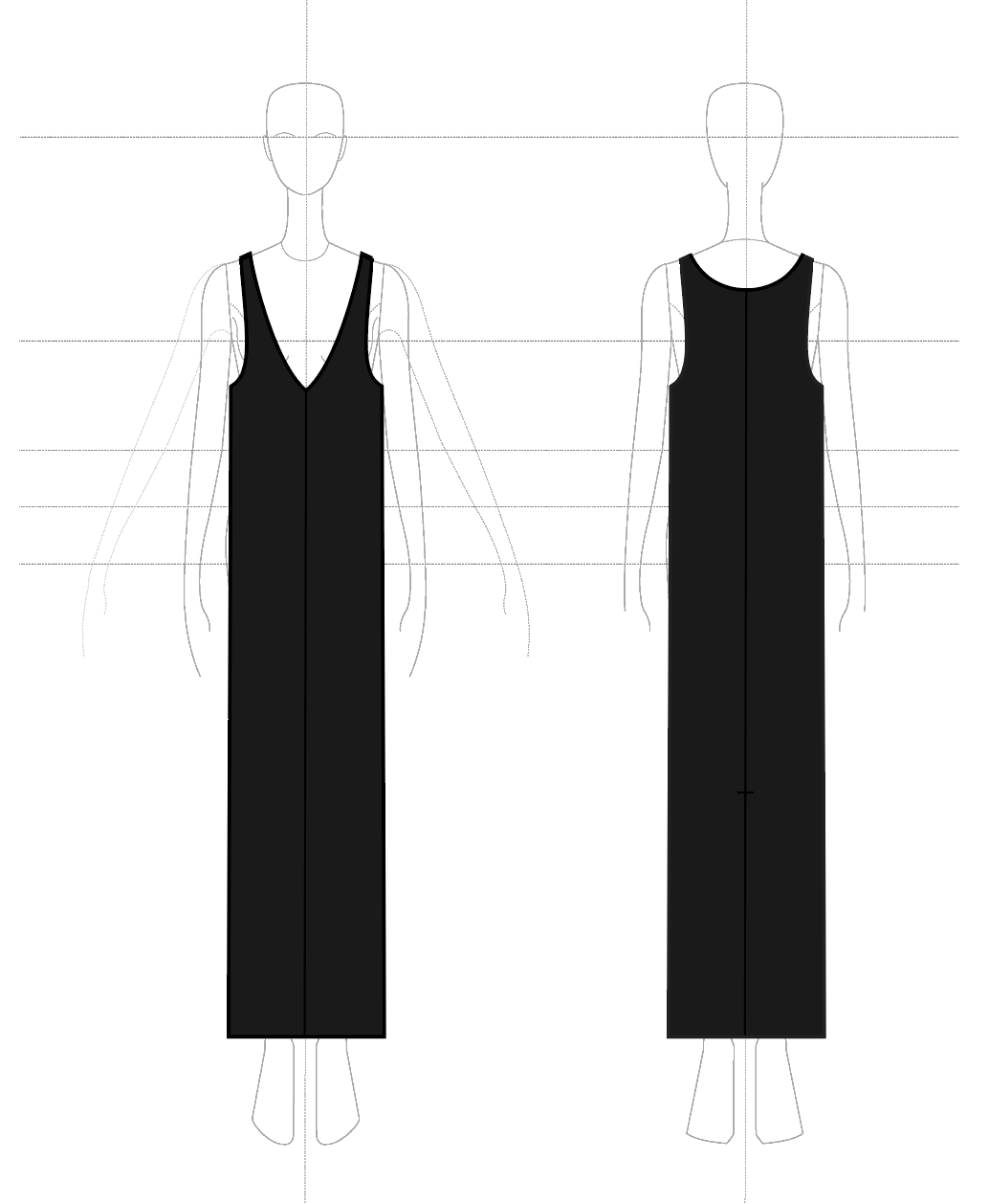Straight Tank Dress (V) Silk Barathea