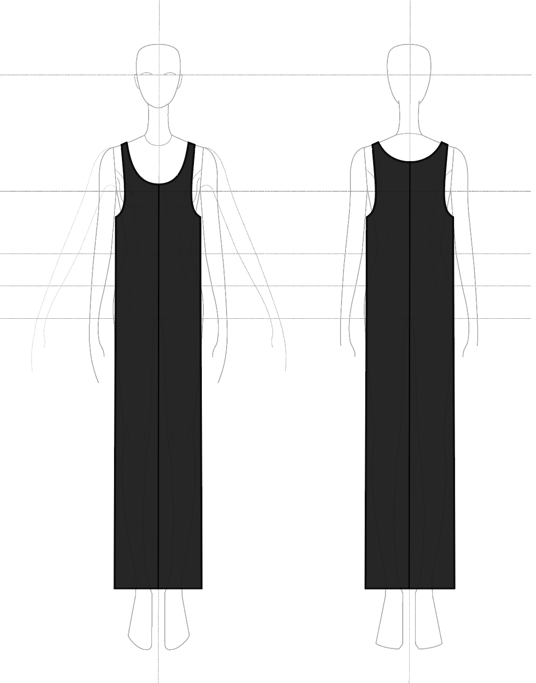 Straight Tank Dress (Scoop) in Wool Satin Crepe