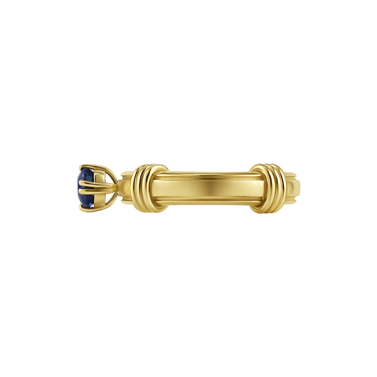Blue Cushion Sapphire Noeud Ring