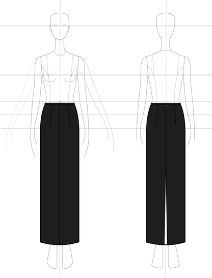 Slit Column Skirt in Double Face Cashmere Wool