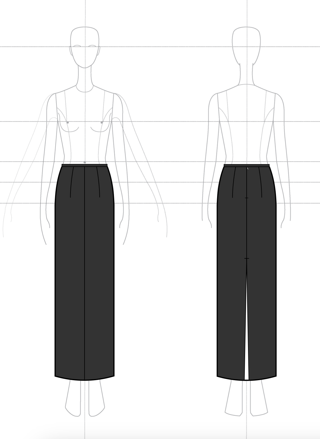 Slit Column Skirt in Alpaca Coating
