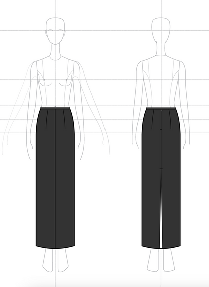 Slit Column Skirt in Double Face Cashmere Wool