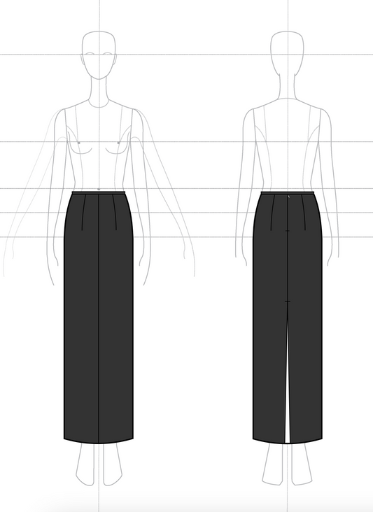 Slit Column Skirt in Double Face Cashmere Wool