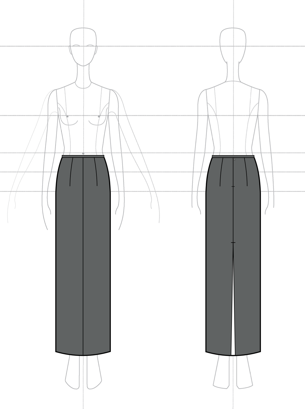 Slit Column Skirt in Alpaca Coating
