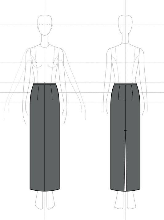 Slit Column Skirt in Double Face Cashmere Wool