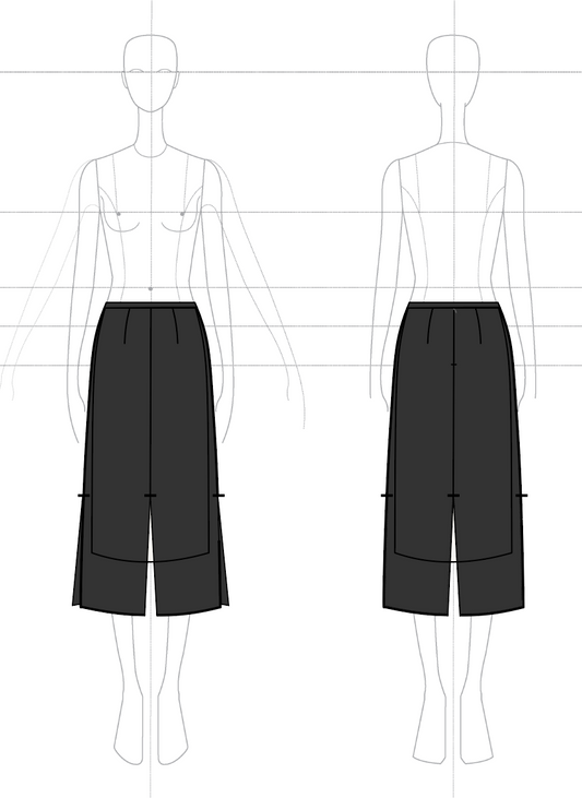 Slit Midi Skirt in Cashmere Suiting
