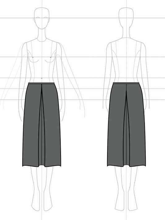 Box Pleat Skirt in Brushed Silk Wool Suiting