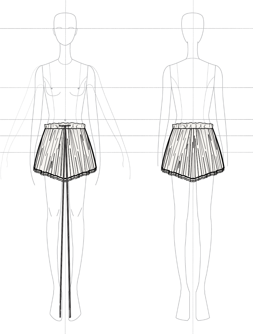 Gathered Skirt in Silk Georgette