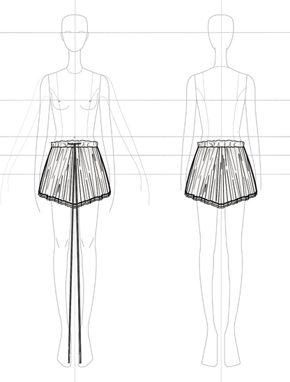 Gathered Skirt in Silk Cotton Chiffon
