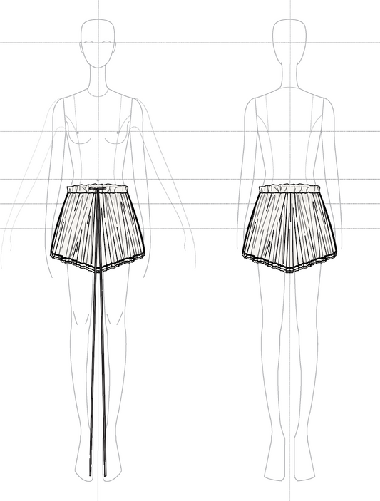 Gathered Skirt in Silk Cotton Chiffon