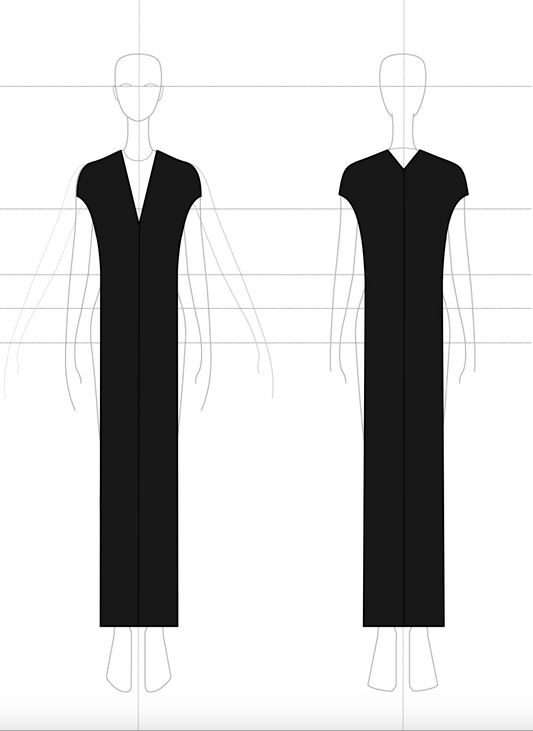 Column Dress in Wool Suiting