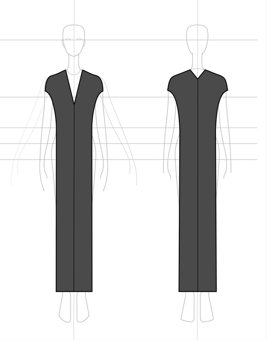 Column Dress in Wool Suiting