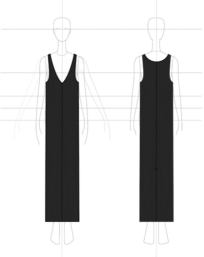 Straight Tank Dress (V) in Silk Barathea