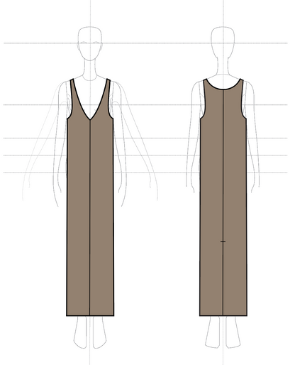 Straight Tank Dress (V) in Silk Barathea