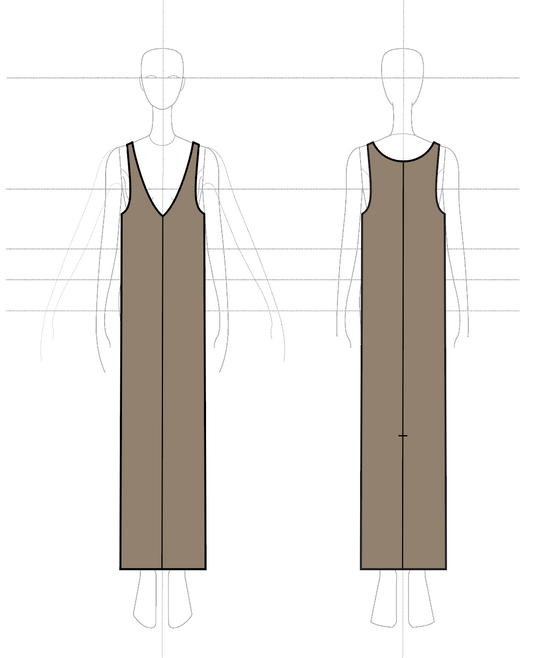 Straight Tank Dress (V) in Cashmere Suiting