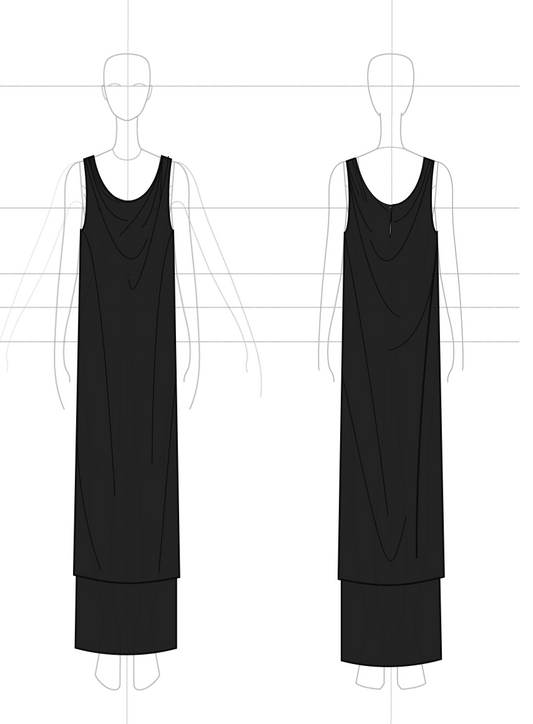 Draped Tank Dress in Silk Challis