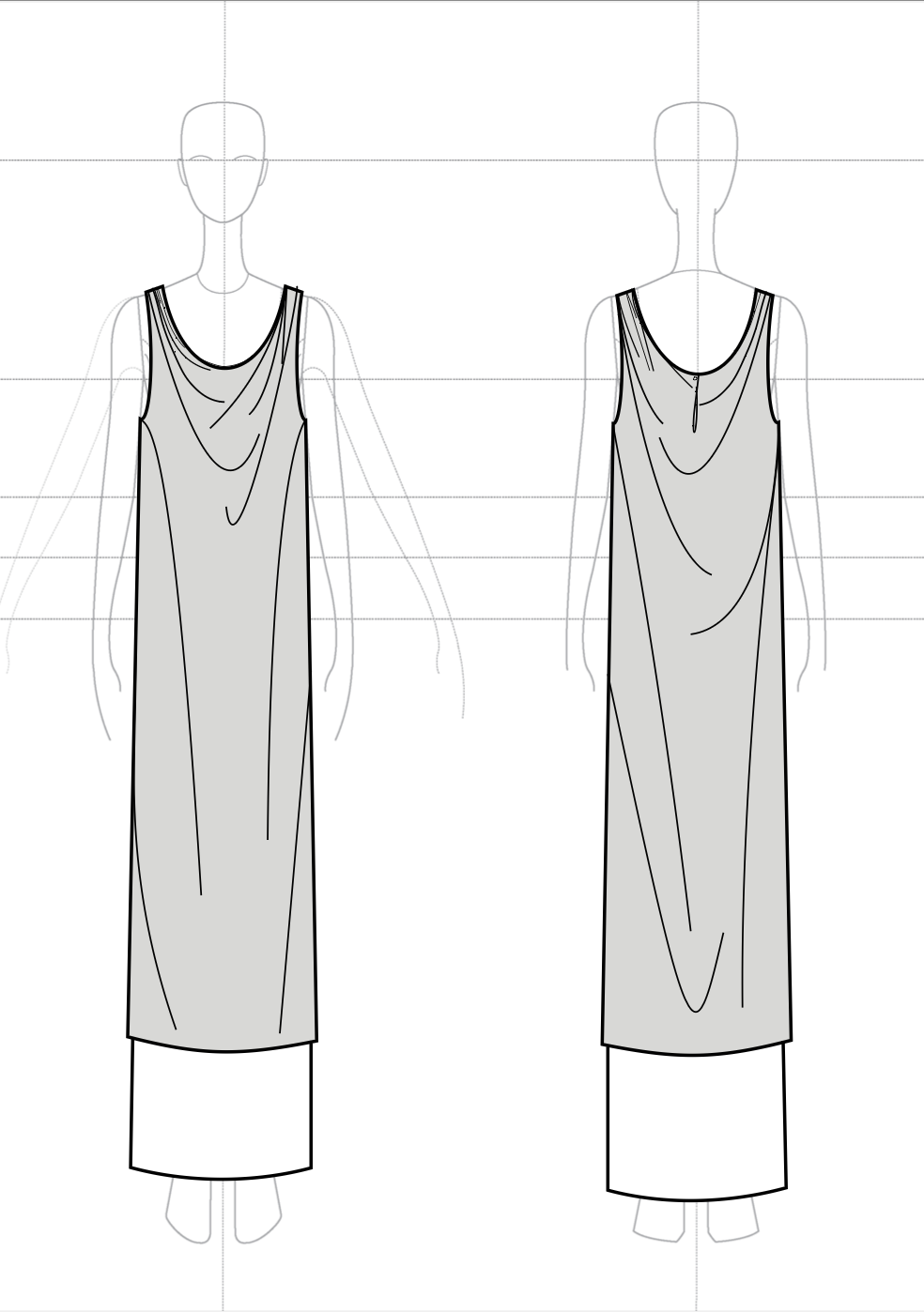 Draped Tank Dress in Silk Challis