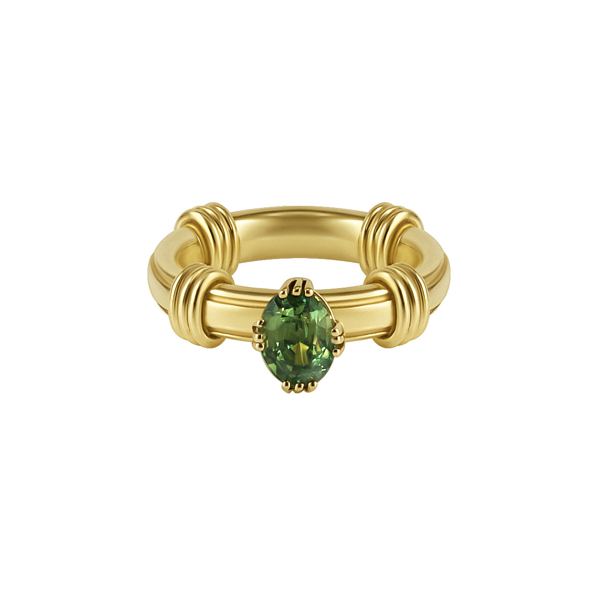 Bicolor Oval Sapphire Noeud Ring