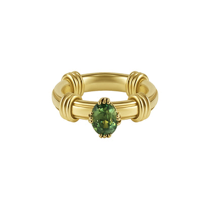 Bicolor Oval Sapphire Noeud Ring