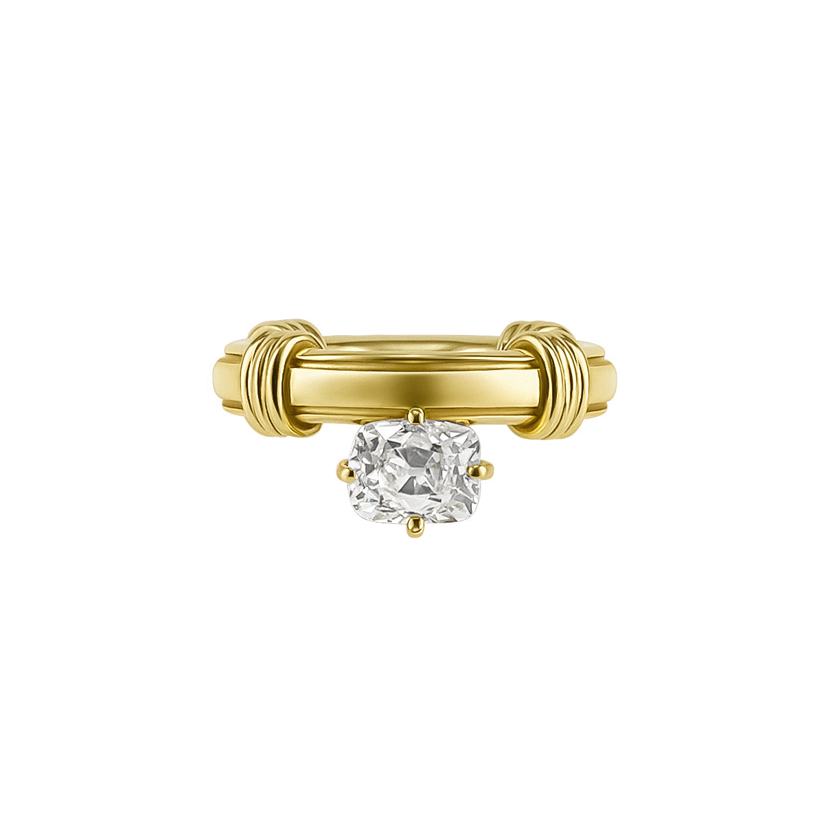 Offset Old Mine Cut Diamond Noeud Ring