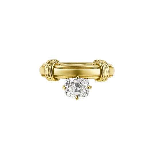 Offset Old Mine Cut Diamond Noeud Ring