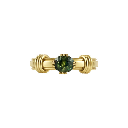 Green Oval Sapphire Noeud Ring
