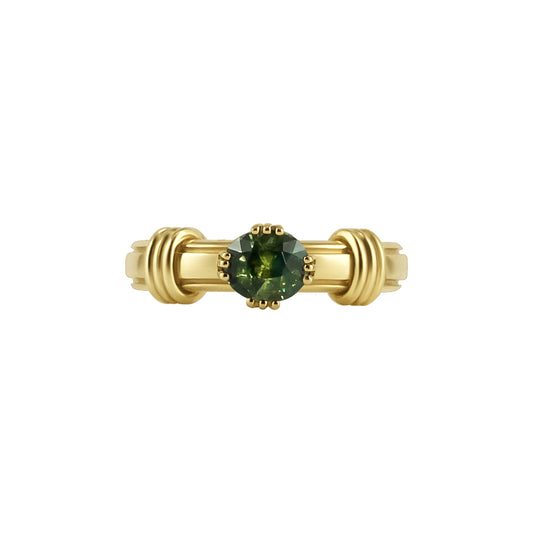 Green Oval Sapphire Noeud Ring