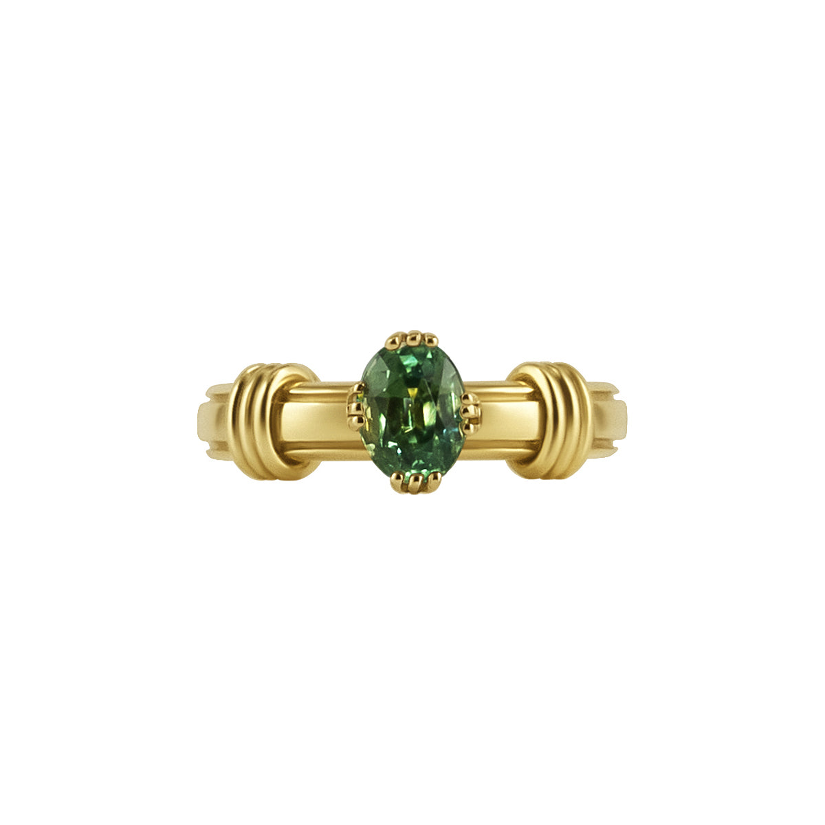 Bicolor Oval Sapphire Noeud Ring