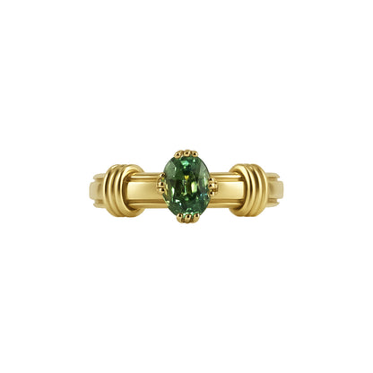 Bicolor Oval Sapphire Noeud Ring