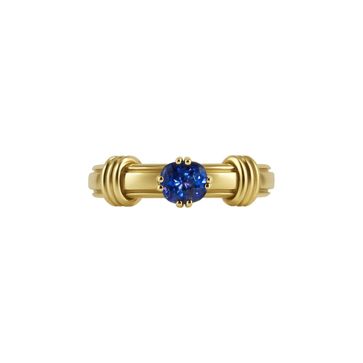 Blue Cushion Sapphire Noeud Ring