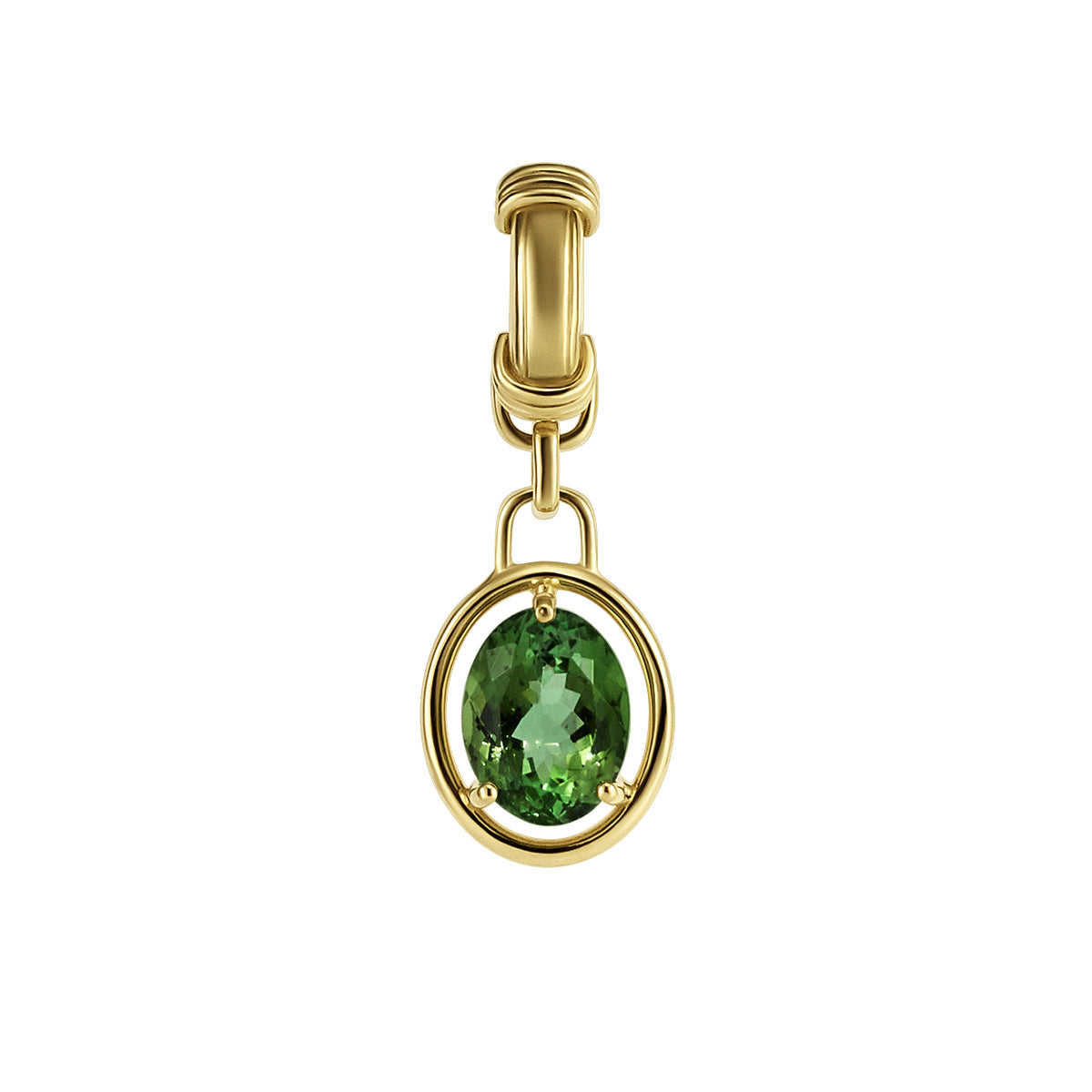 Forest Green Oval Cut Tourmaline Pendant