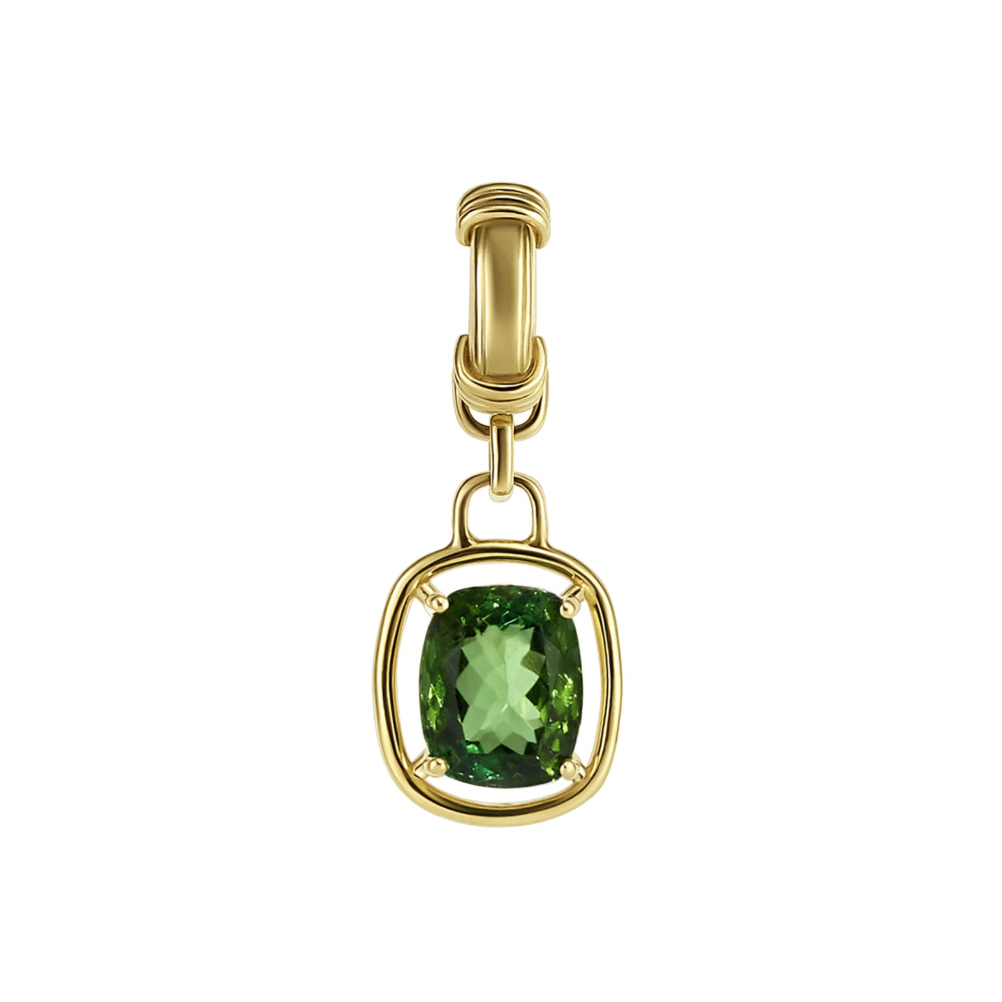 Moss Green Cushion Cut Tourmaline Pendant
