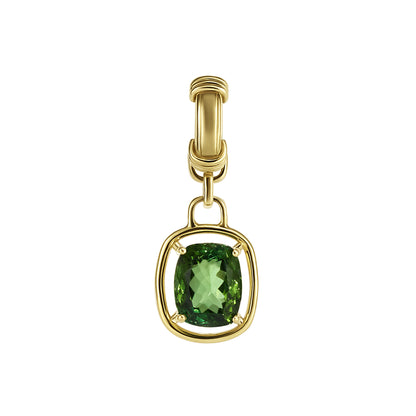 Moss Green Cushion Cut Tourmaline Pendant