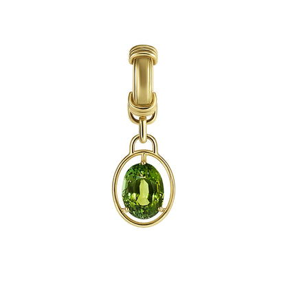 Olive Green Oval Cut Tourmaline Pendant
