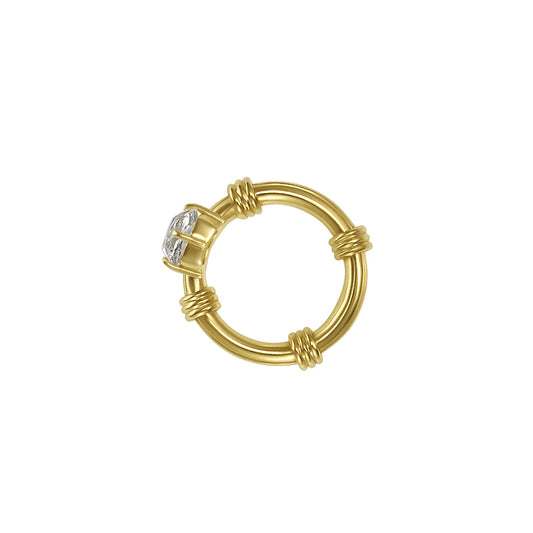 Offset Old Mine Cut Diamond Noeud Ring
