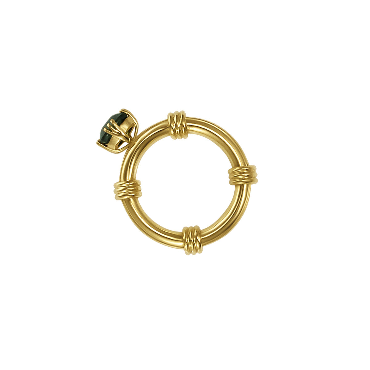 Green Oval Sapphire Noeud Ring