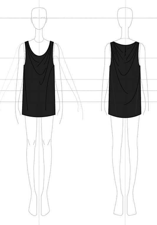 Draped Tank in Silk Chiffon