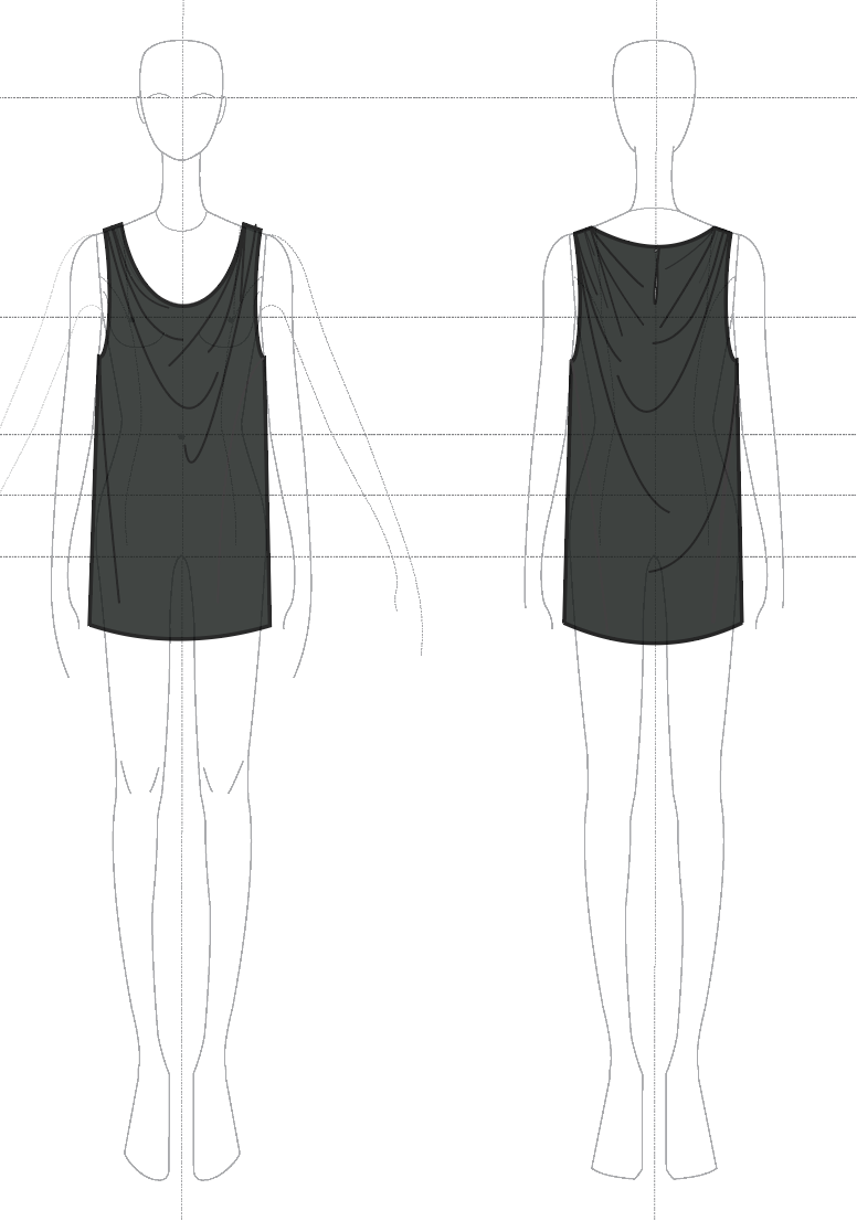 Draped Tank in Silk Chiffon