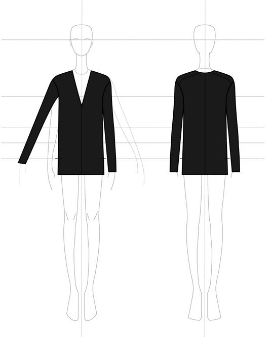Long Sleeve (V) in Cashmere Silk